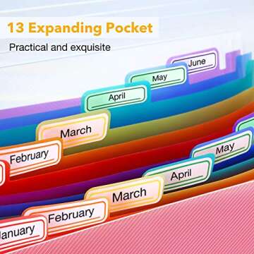 13 Pockets Accordion File Organizer for Efficient Storage