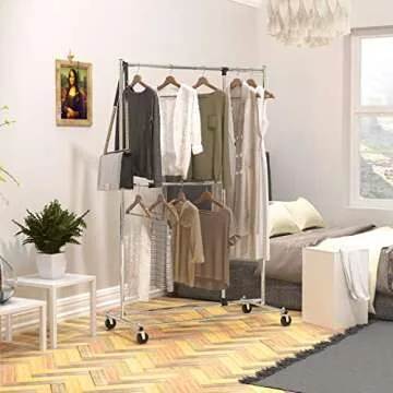 Durable Adjustable Chrome Garment Rack for Clothing