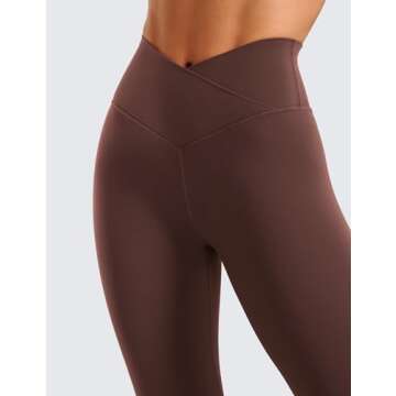 CRZ YOGA Womens Butterluxe Crossover High Waist Workout Leggings 28" - Criss Cross Full Length Gym Lounge Athletic Yoga Pants Taupe Large