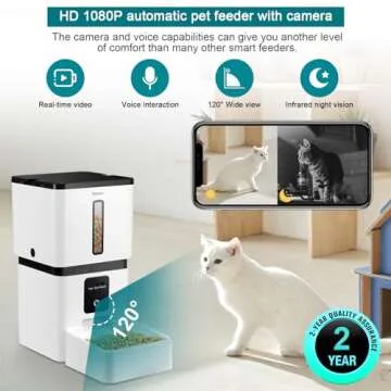 DoHonest Automatic Dog Feeder with Camera: 5G WiFi Easy Setup 8L Motion Detection Smart Cat Food Dispenser 1080P HD Video Recording 2-Way Audio Timed Pet Feeder App Control Night Vision S15