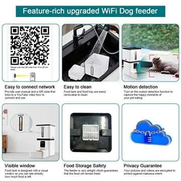 DoHonest Automatic Dog Feeder with Camera: 5G WiFi Easy Setup 8L Motion Detection Smart Cat Food Dispenser 1080P HD Video Recording 2-Way Audio Timed Pet Feeder App Control Night Vision S15