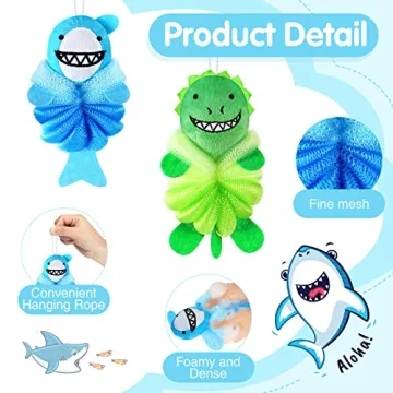 Kids Loofahs Shower Sponges Fun & Durable Bath Time Toys