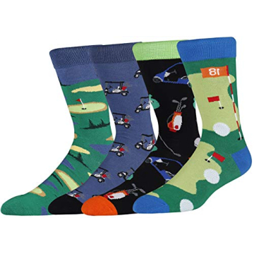 AFADER Mens Fun and Colorful Golf Pattern Crew Socks - Comfortable & Vibrant