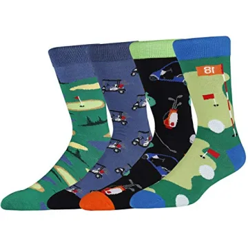 AFADER Mens Fun and Colorful Golf Pattern Crew Socks - Comfortable & Vibrant