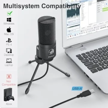 FIFINE USB Condenser Microphone for Streaming & Recording