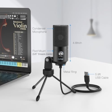 FIFINE USB Condenser Microphone for Streaming & Recording