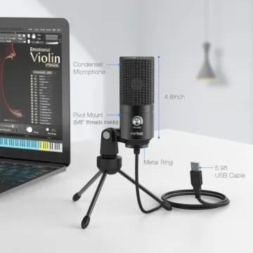 FIFINE USB Condenser Microphone for Streaming & Recording