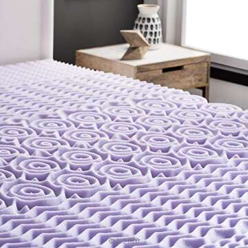LUCID Lavender-Infused Mattress Topper - Memory Foam - 2 Inch - Twin Size - Plush Feel - 5 Convolute...