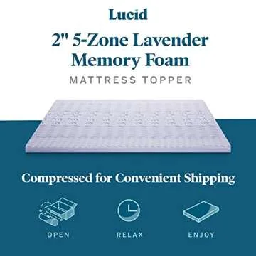 LUCID Lavender-Infused Mattress Topper Twin - 2 Inch Comfort