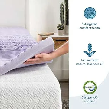 LUCID Lavender-Infused Mattress Topper Twin - 2 Inch Comfort