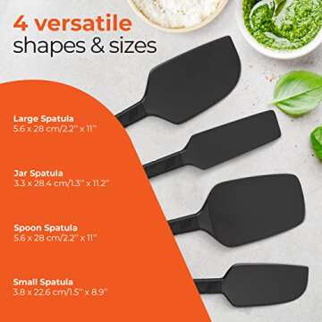 M KITCHEN Silicone Spatula Set - Heat Resistant & BPA Free - 4 Piece Nonstick Rubber Spatulas, Spoon...