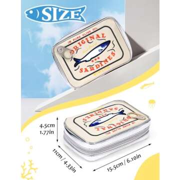 Cessfle Canned Sardines Makeup Bag, Funny Sardine Tin Fish Cosmetic Bag, Creative Cute Makeup Bag Kawaii Pencil Case Pouch, Coquette Make up Pouch for Women