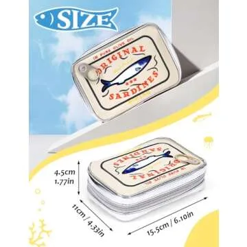 Cessfle Canned Sardines Makeup Bag, Funny Sardine Tin Fish Cosmetic Bag, Creative Cute Makeup Bag Kawaii Pencil Case Pouch, Coquette Make up Pouch for Women