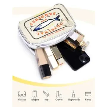 Cessfle Canned Sardines Makeup Bag, Funny Sardine Tin Fish Cosmetic Bag, Creative Cute Makeup Bag Kawaii Pencil Case Pouch, Coquette Make up Pouch for Women