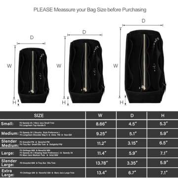 ZTUJO Purse Organizer Insert, Felt Bag Organizer with Metal Zipper, Handbag & Tote Shaper, For Speed...