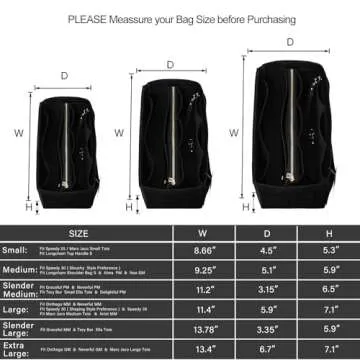 ZTUJO Purse Organizer Insert, Felt Bag Organizer with Metal Zipper, Handbag & Tote Shaper, For Speed...