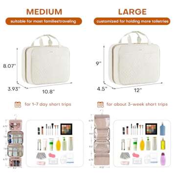 BAFAMYE 8L Travel Toiletry Bag for women - 2.1 GAL Water-resistant Makeup Cosmetic Bag Organizer Wit...
