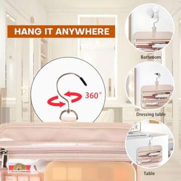 BAFAMYE 8L Travel Toiletry Bag for women - 2.1 GAL Water-resistant Makeup Cosmetic Bag Organizer With Hanging Hook for Travel Accessories Shampoo Full-size Container, Beige