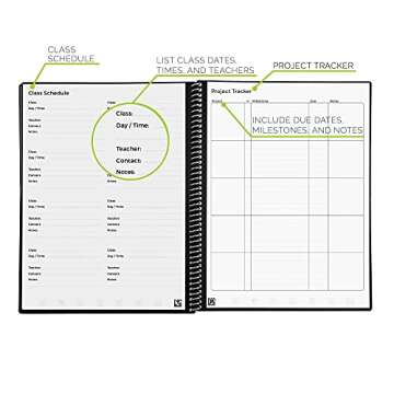 Rocketbook Smart Reusable Notebook, Academic Planner with 13 Page Types, Black, (8.5" x 11")