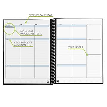 Rocketbook Smart Reusable Notebook, Academic Planner with 13 Page Types, Black, (8.5" x 11")