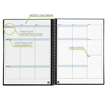 Rocketbook Smart Reusable Notebook, Academic Planner with 13 Page Types, Black, (8.5" x 11")