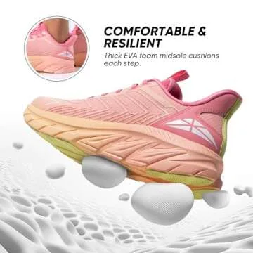 ALLSWIFIT Women's Slip On Walking Shoes Running Comfortable Tennis Breathable Non Slip Athletic Gym Workout Cross Training Fashion Sneakers,Size 8,Pink/Orange,SARR034W