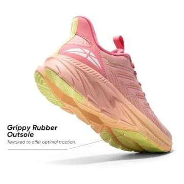 ALLSWIFIT Women's Slip On Walking Shoes Running Comfortable Tennis Breathable Non Slip Athletic Gym Workout Cross Training Fashion Sneakers,Size 8,Pink/Orange,SARR034W