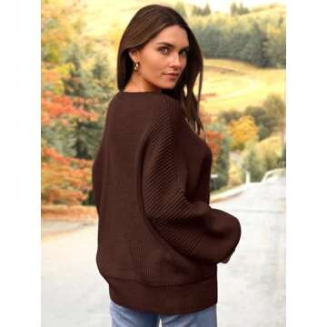 PRETTYGARDEN Oversized Lantern Sleeve Sweater for Women