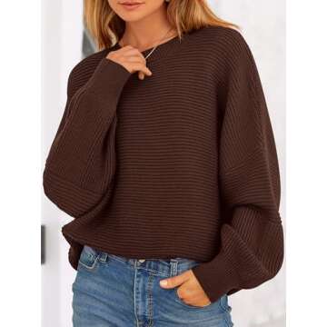 PRETTYGARDEN Oversized Lantern Sleeve Sweater for Women