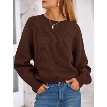 PRETTYGARDEN Oversized Lantern Sleeve Sweater for Women