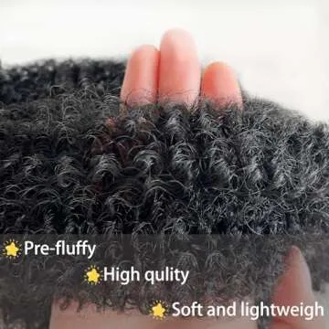 Afro Twist Hair 12 Inch Marley Twist Braiding Hair 3 Packs Marley Hair Springy Afro Twist Hair Pre-Separated Spring Twist Hair Natural Black Kinky Twist Hair Extensions for Women