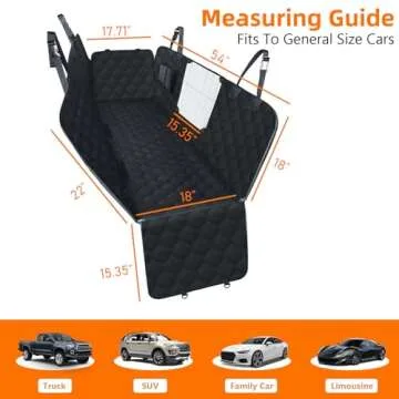 PETICON Dog Car Seat Cover with Mesh Window, 100% Waterproof Dog Seat Cover for Back Seat, Scratchproof Dog Hammock for Cars, Trucks, SUVs, Jeeps, Black