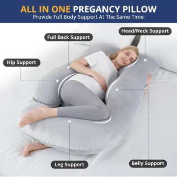 Sasttie Pregnancy Pillows for Sleeping, U Shaped Full Body Pillow for Side Sleepers, Maternity Pillo...