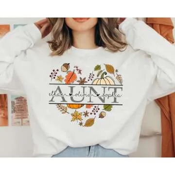 Custom Aunt Autumn Heart T-Shirt - Loving & Fun