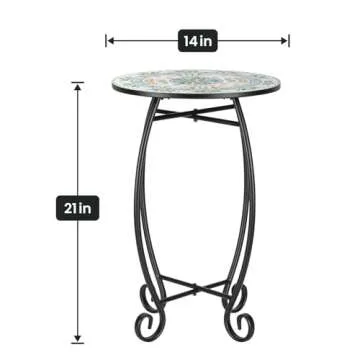 Stylish 14" Round Ceramic Side Table for Home & Patio