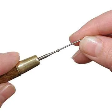 The Beadsmith Round Your Wire Tool with 1.8mm Cup Bur, 5.25”, Wooden Handle, Smooth Wire and Shape Cut Ends of Beading Wire