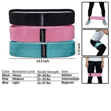Booty Bands and Core Slider Strength Set - Fabric Resistance Bands for Legs and Butt, Glutes, Thigh Non-Slip Bands for Squats, Deadlifts, Yoga - 3 Hip Bands and 2 Core Gliders for Working Out
