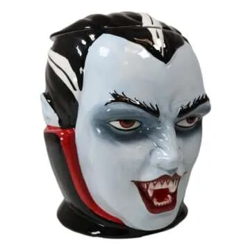 Ebros Ceramic Count Dracula Vampire Cookie Jar Decorative Figurine 7.75" Tall Ossuary Macabre Vampir...