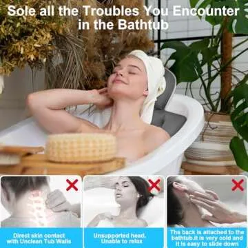 Full Body Bath Pillow for Bathtub with Non-Slip Suction Cups and Mesh Laundry Bag