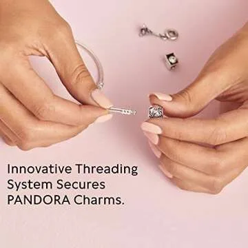 PANDORA Moments Barrel Clasp Snake Chain Bracelet - Silver Bracelet for Women - Sterling Silver - With Gift Box - 7.5"