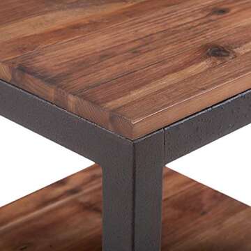 Care Royal Farmhouse Real Reclaimed Wood Coffee Table with Storage Shelf for Living Room, 43.3" Rustic Accent Cocktail Table, Vintage Industrial Brown Metal Frame