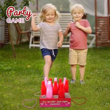 Valentine Bottle Ring Toss Game for Kids Party Activity, Indoor/Outdoor Backyard Yard Carnival Game,...