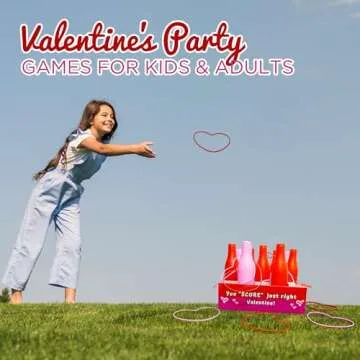 Valentine Bottle Ring Toss Game for Kids Party Activity, Indoor/Outdoor Backyard Yard Carnival Game, Classroom Valentine's Party Games for Kids and Adults Party Supplies by 4E's Novelty
