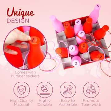 Valentine Bottle Ring Toss Game for Kids Party Activity, Indoor/Outdoor Backyard Yard Carnival Game, Classroom Valentine's Party Games for Kids and Adults Party Supplies by 4E's Novelty