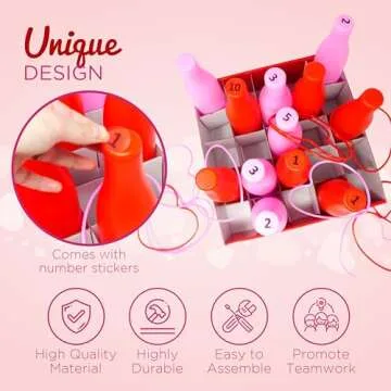 Valentine Bottle Ring Toss Game for Kids Party Activity, Indoor/Outdoor Backyard Yard Carnival Game, Classroom Valentine's Party Games for Kids and Adults Party Supplies by 4E's Novelty