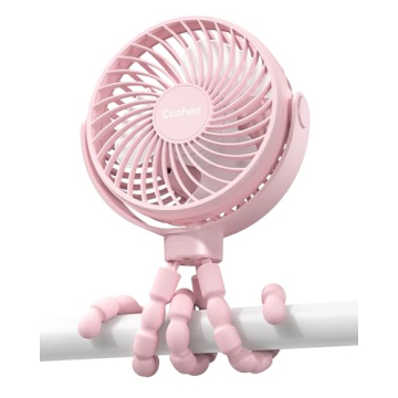 Coohea Stroller Fan - Portable Battery Operated Fan for Baby, USB Rechargeable