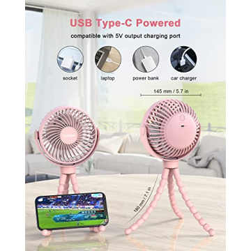 Coohea Portable Stroller Fan with Flexible Tripod