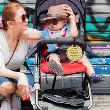 No Touching Newborn Baby Car Set Sign or Stroller Tag, Do Not Touch Baby Sign for Baby Girl Boy, Baby Preemie Gender Neutral No Touch Safety Sign with Hanging Straps and Clip (2 Pack Set)