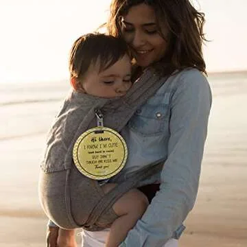 No Touching Newborn Baby Car Set Sign or Stroller Tag, Do Not Touch Baby Sign for Baby Girl Boy, Baby Preemie Gender Neutral No Touch Safety Sign with Hanging Straps and Clip (2 Pack Set)