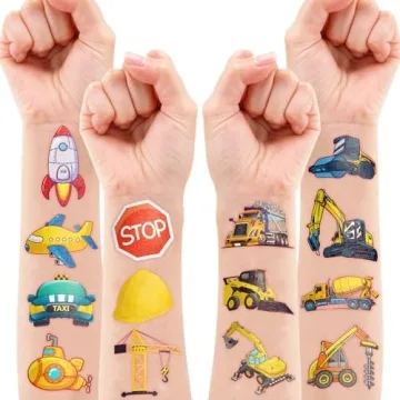 Fun Construction Temporary Tattoos for Kids Parties Gifts